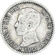 Coin, Spain, Alfonso XIII, 50 Centimos, 1904 (10), EF(40-45), Silver, KM:723