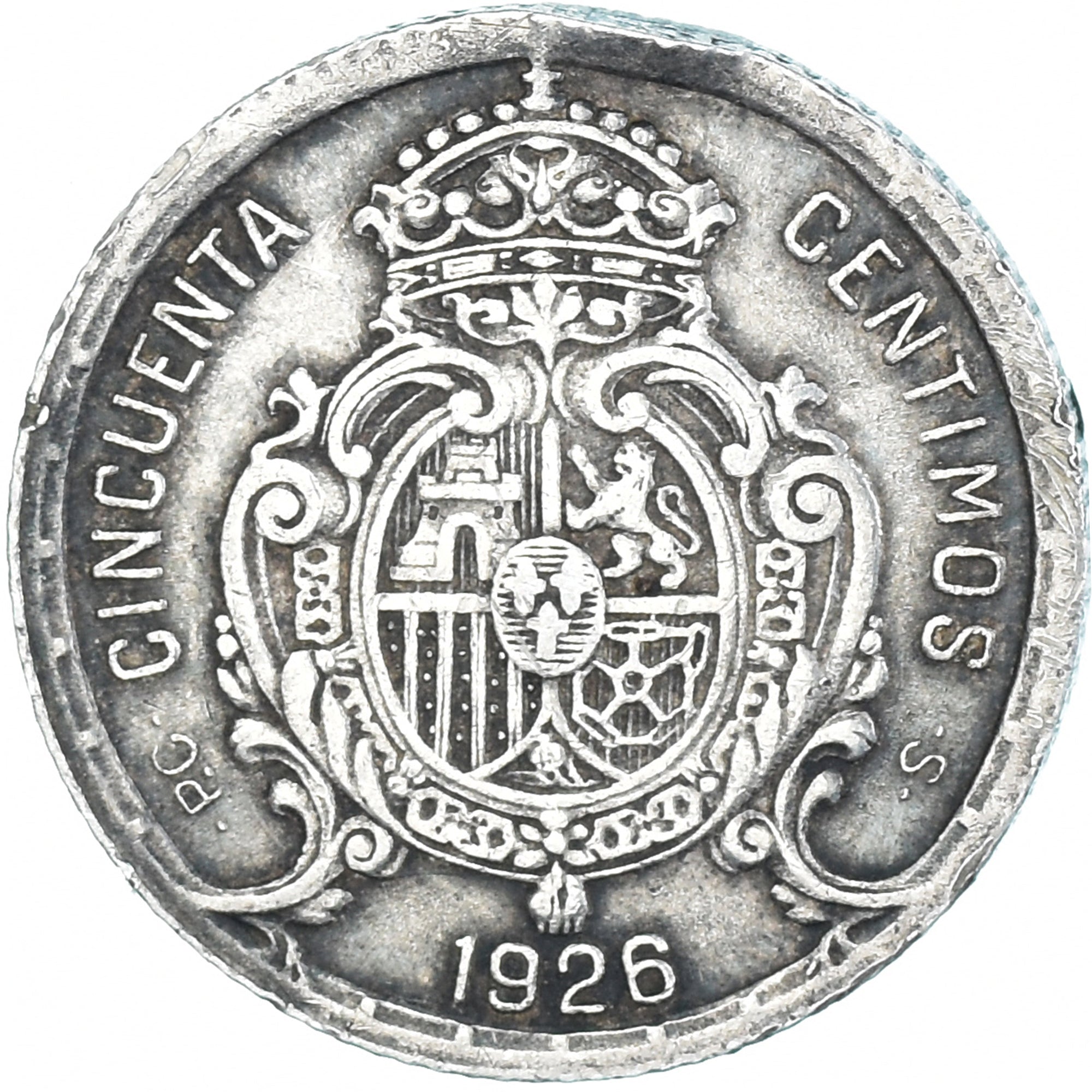 Coin, Spain, Alfonso XIII, 50 Centimos, 1926, Madrid, EF(40-45), Silver, KM:741