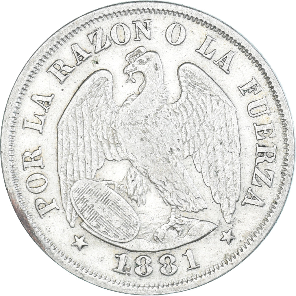 Coin, Chile, 20 Centavos, 1881, Santiago, EF(40-45), Silver, KM:138.2