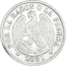 Coin, Chile, 20 Centavos, 1881, Santiago, EF(40-45), Silver, KM:138.2