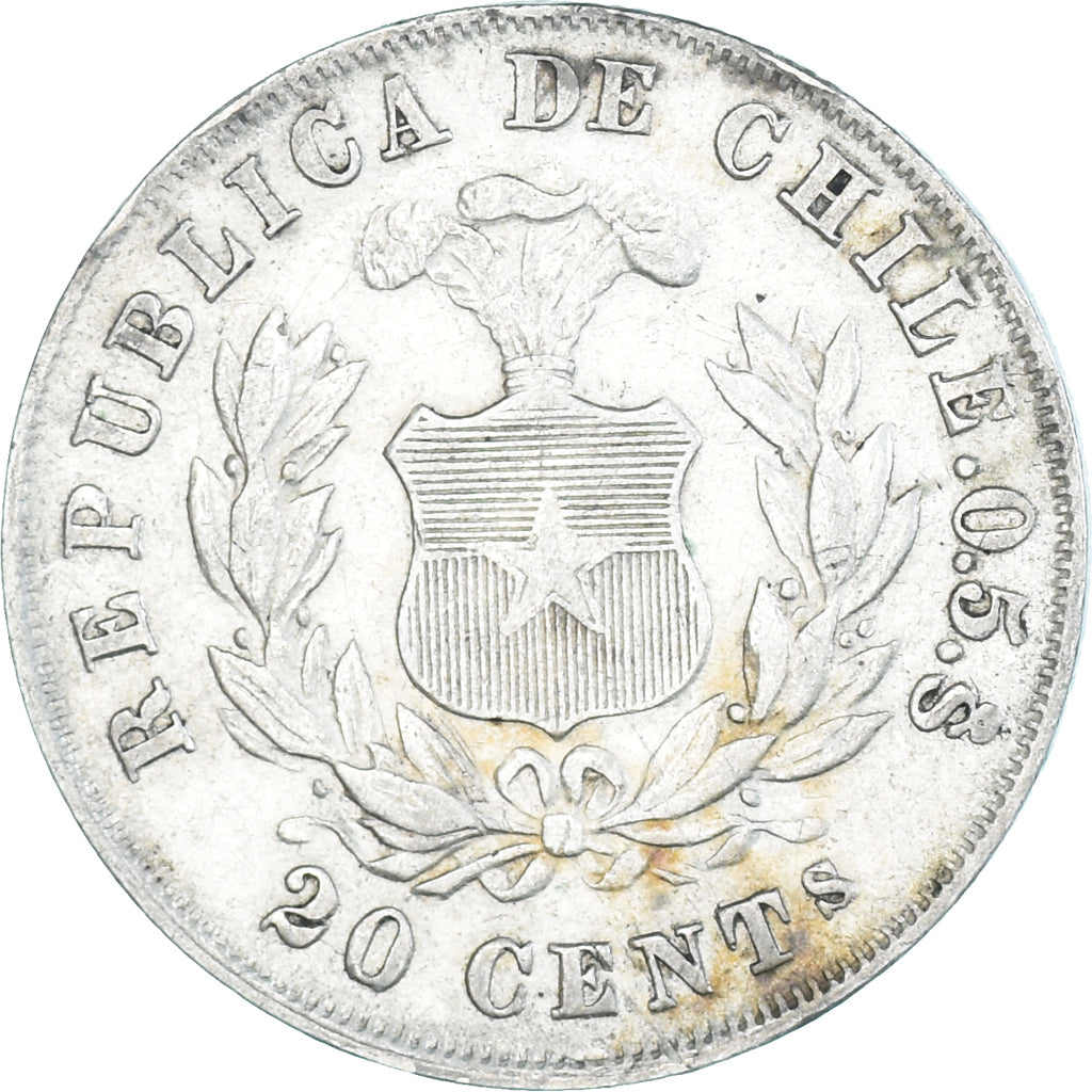 Coin, Chile, 20 Centavos, 1881, Santiago, EF(40-45), Silver, KM:138.2