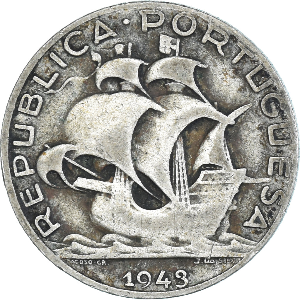 Coin, Portugal, 2-1/2 Escudos, 1943, VF(30-35), Silver, KM:580