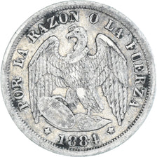 Coin, Chile, 1/2 Decimo, 1884, Santiago, VF(20-25), Silver, KM:137.3
