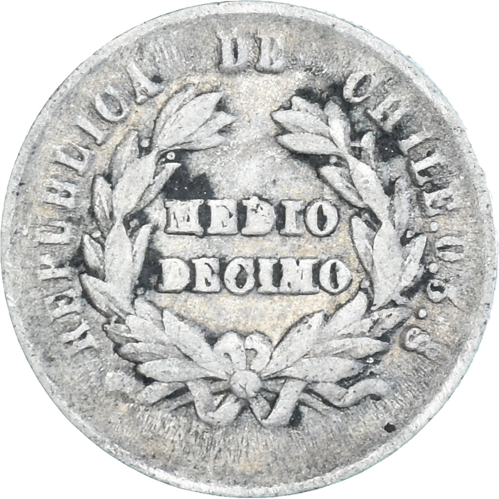 Coin, Chile, 1/2 Decimo, 1884, Santiago, VF(20-25), Silver, KM:137.3