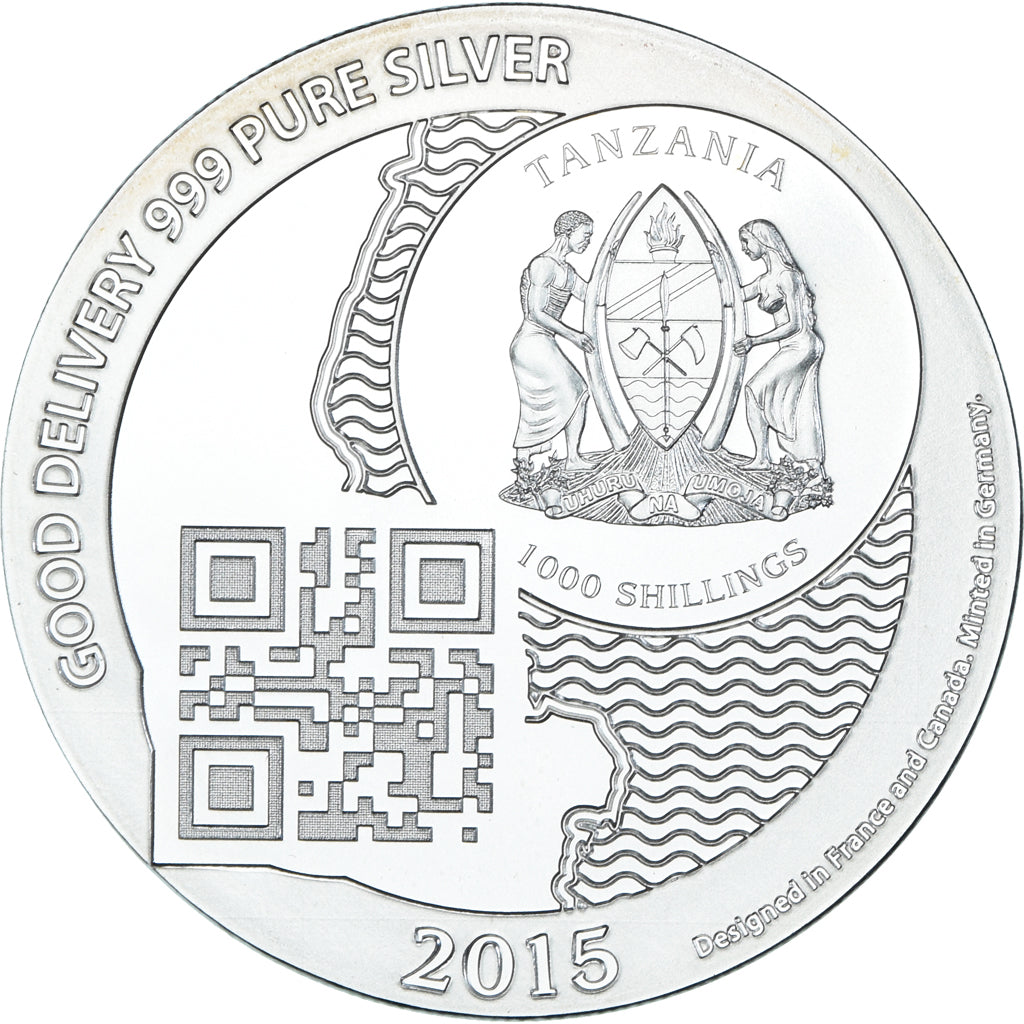 Coin, Tanzania, Zanzibar, 1000 Shillings, 1 Vera Silver Oz, 2015, MS(65-70)