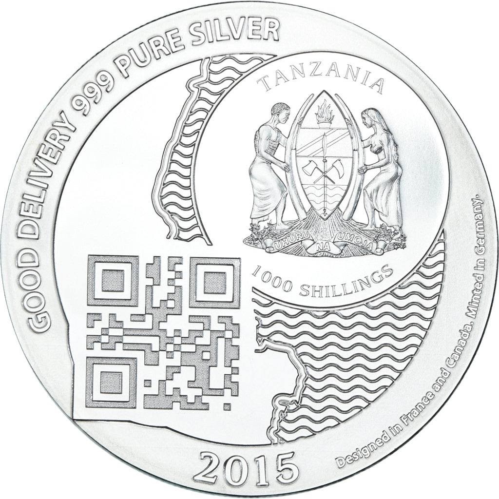 Coin, Tanzania, Zanzibar, 1000 Shillings, 1 Vera Silver Oz, 2015, MS(65-70)