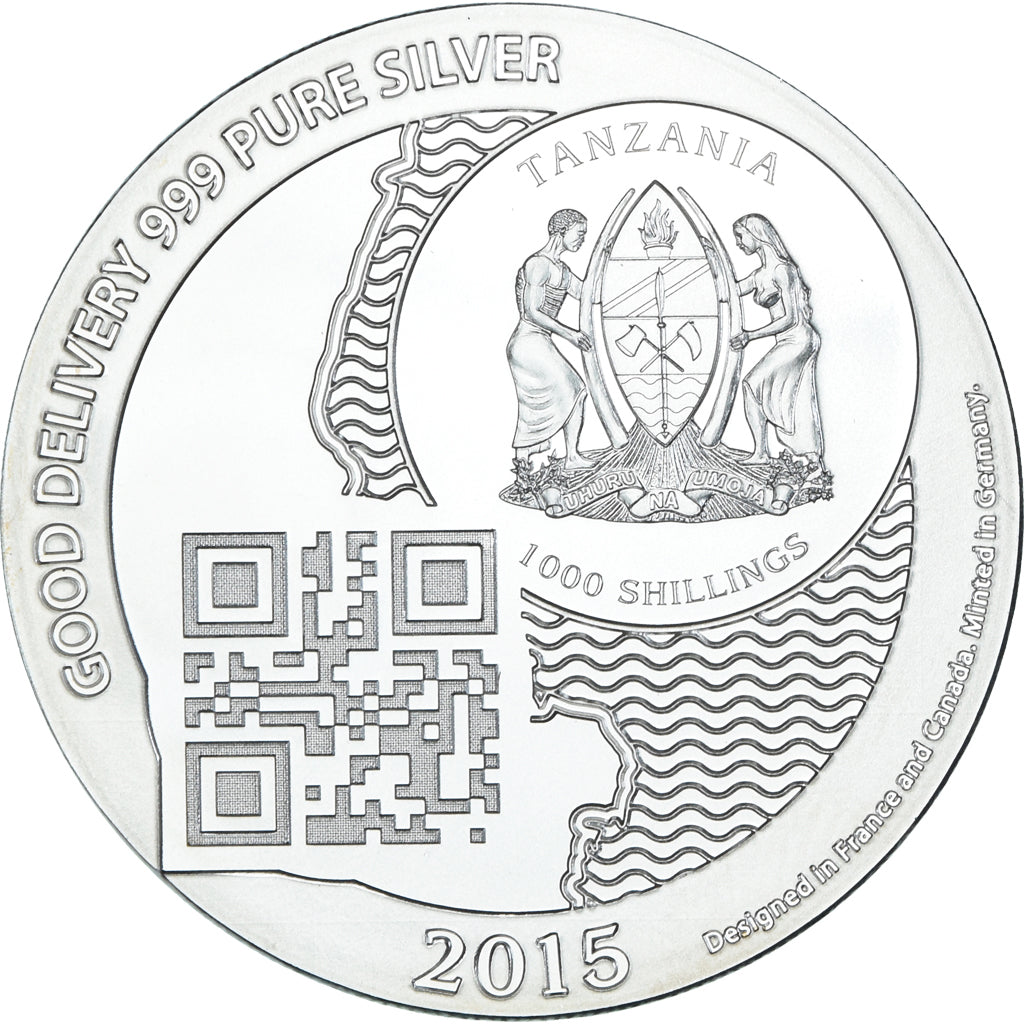 Coin, Tanzania, Zanzibar, 1000 Shillings, 1 Vera Silver Oz, 2015, MS(65-70)