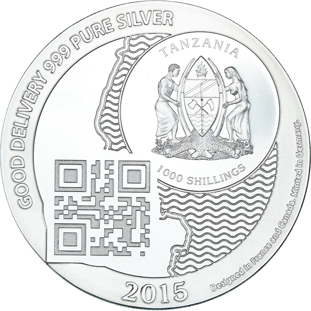 Moneda, Tanzania, Zanzibar, 1000 Shillings, 1 Vera Silver Oz, 2015, FDC, Plata