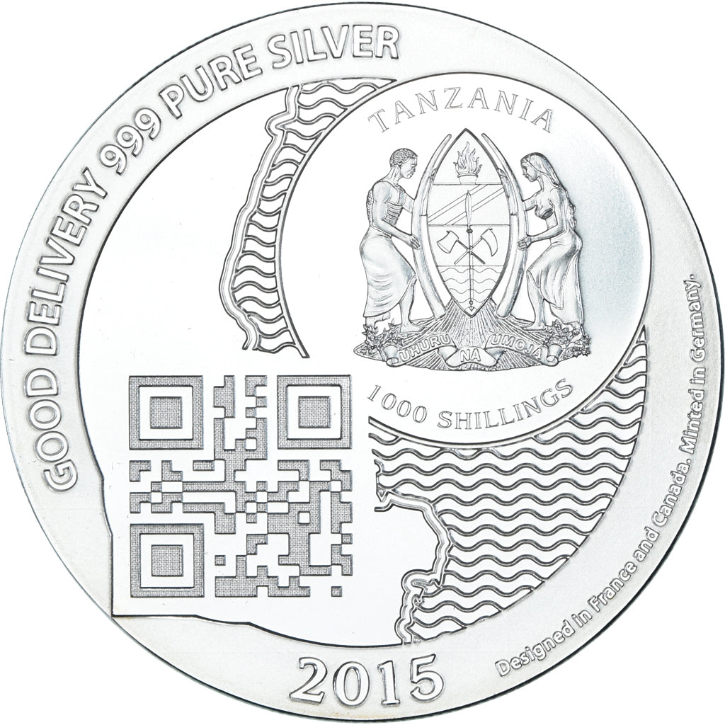 Coin, Tanzania, Zanzibar, 1000 Shillings, 1 Vera Silver Oz, 2015, MS(65-70)