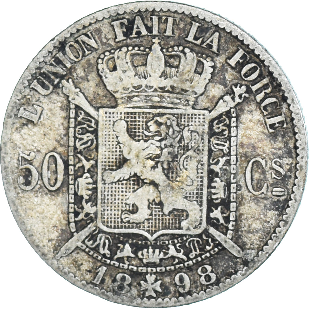 Coin, Belgium, Leopold II, 50 Centimes, 1898, VF(20-25), Silver, KM:26