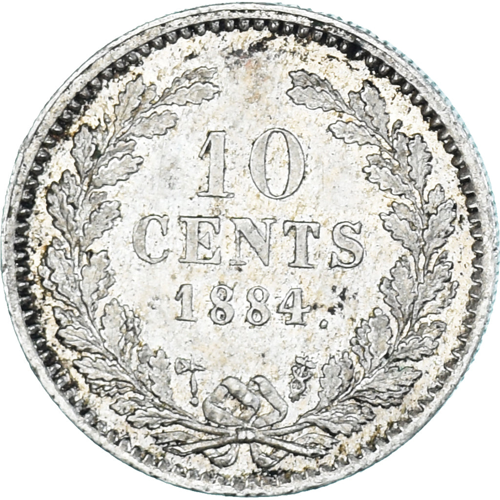 Coin, Netherlands, William III, 10 Cents, 1884, AU(55-58), Silver, KM:80