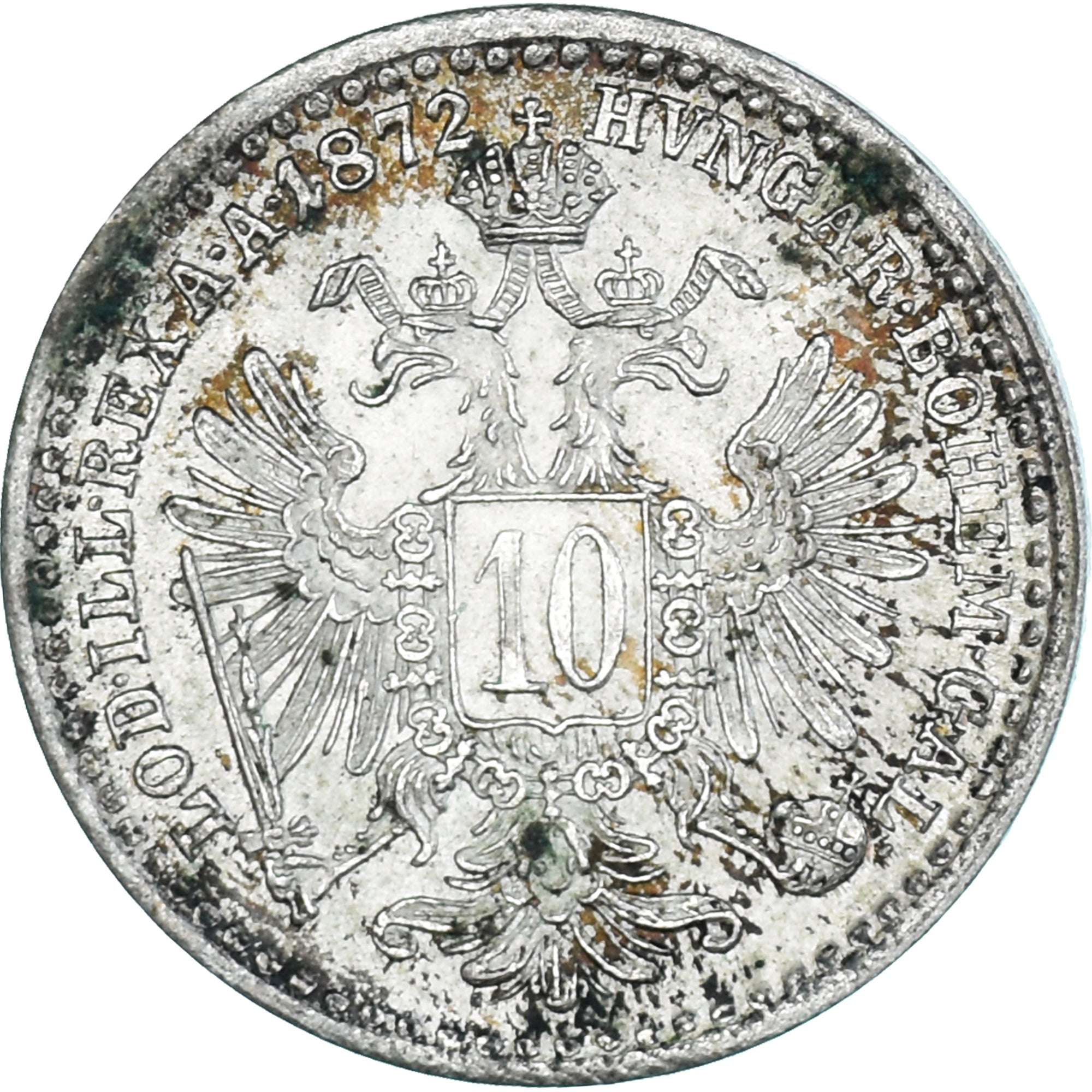 Munten, Oostenrijk, Franz Joseph I, 10 Kreuzer, 1872, ZF+, Zilver, KM:2206