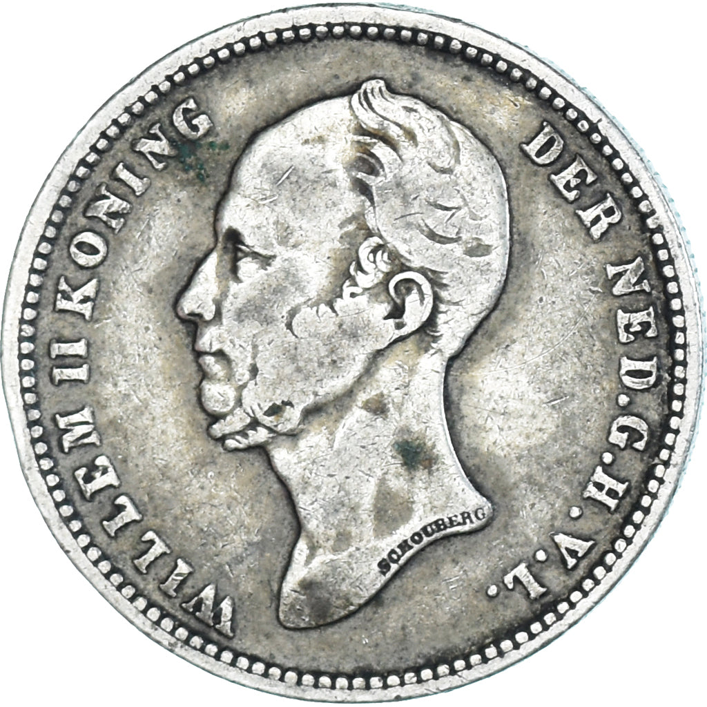 Coin, Netherlands, William II, 25 Cents, 1849, Utrecht, EF(40-45), Silver, KM:76
