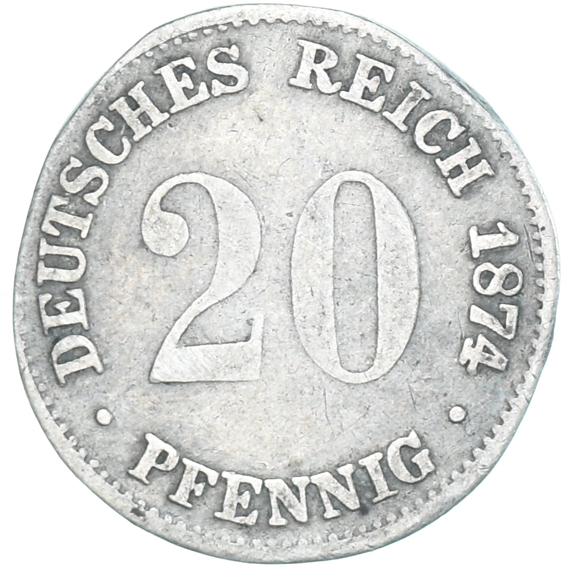 Coin, GERMANY - EMPIRE, Wilhelm I, 20 Pfennig, 1874, Hannover, VF(30-35)