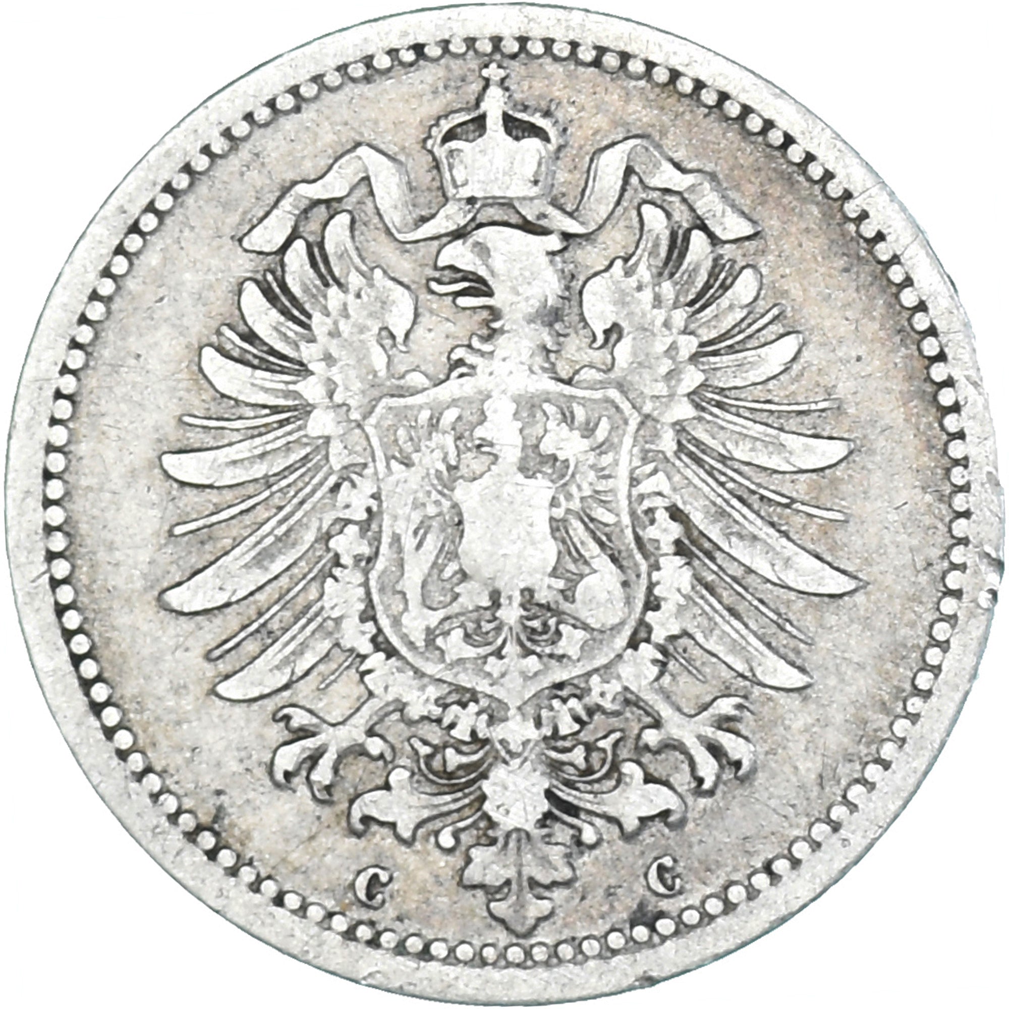 Coin, GERMANY - EMPIRE, 20 Pfennig, 1875, Karlsruhe, VF(30-35), Silver