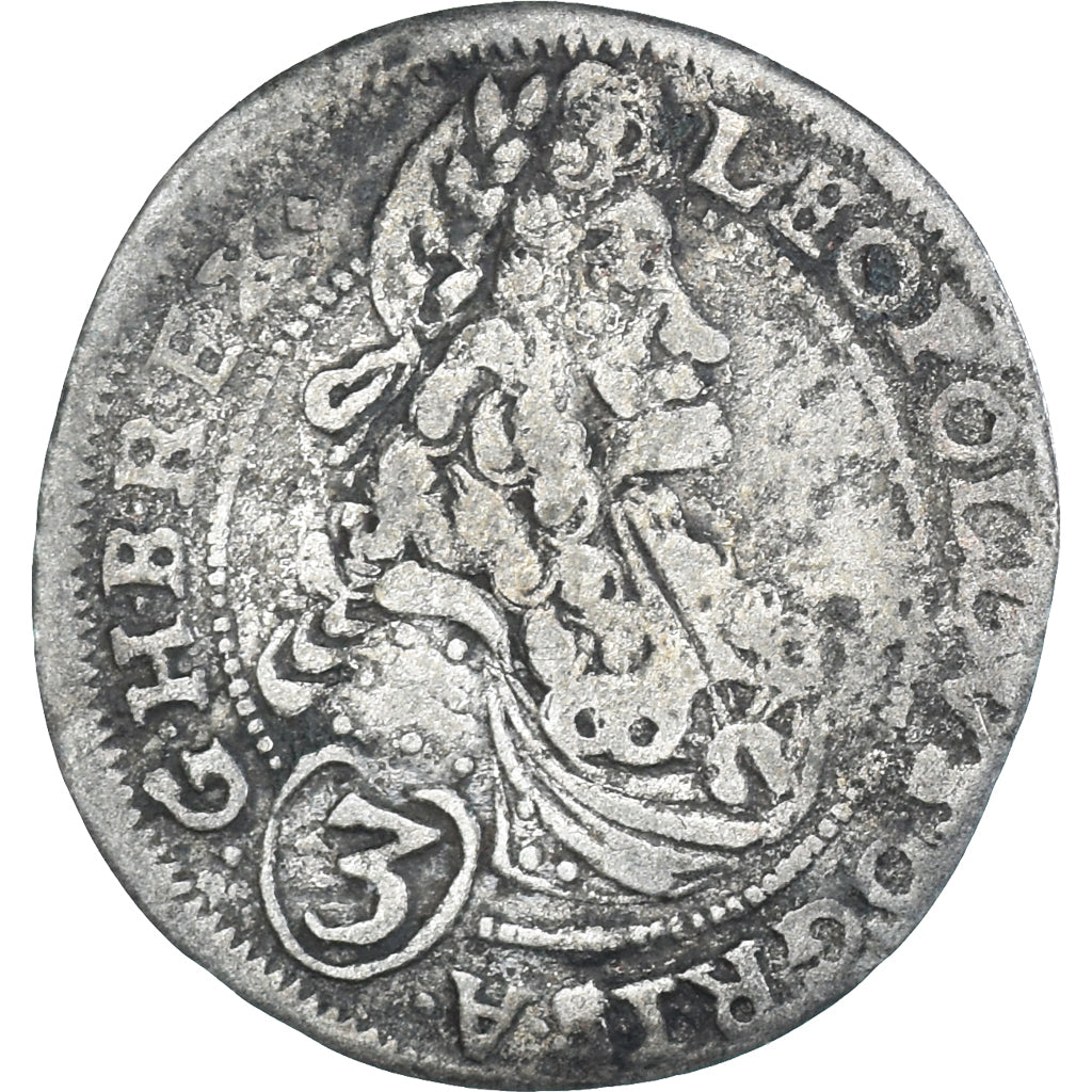 Monnaie, Hongrie, Leopold I, 3 Krajczar, Groschen, 1697, Bratislava, TB, Billon