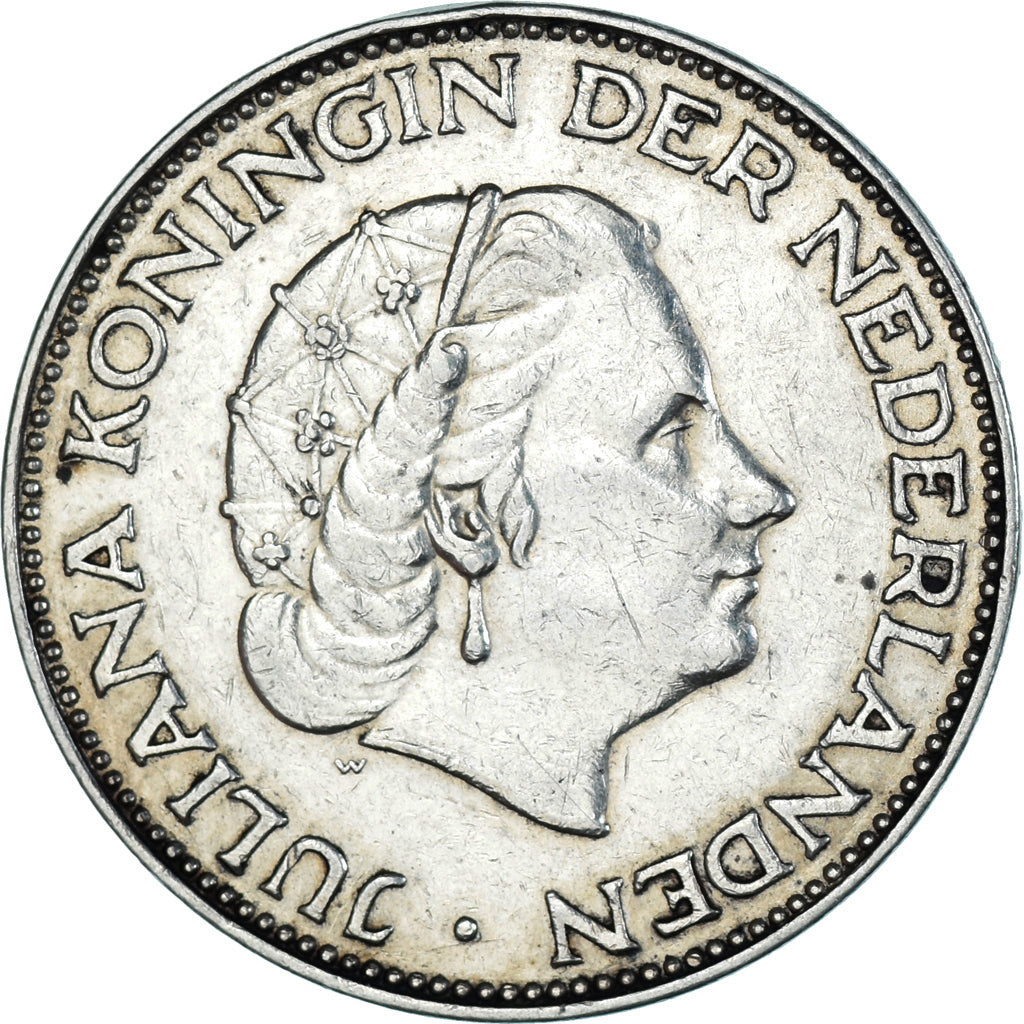 Coin, Netherlands, Juliana, 2-1/2 Gulden, 1959, EF(40-45), Silver, KM:185