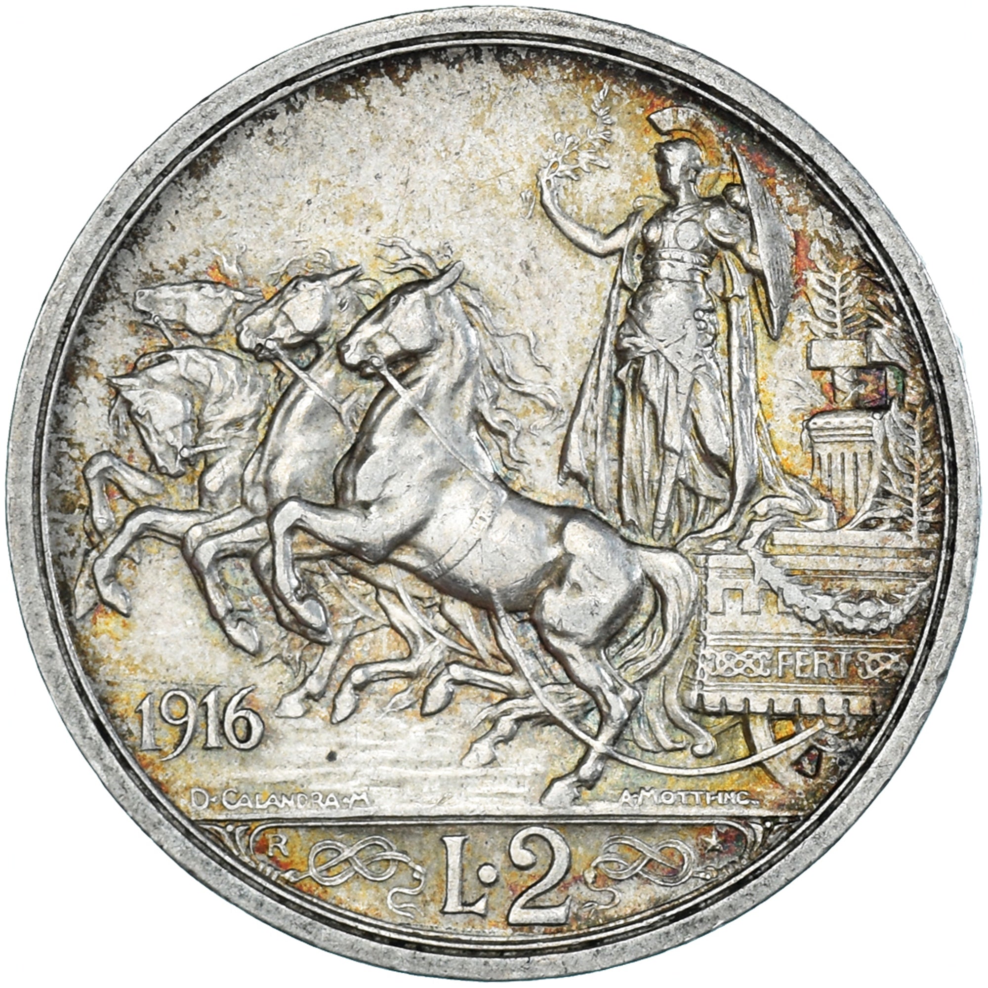 Moneta, Italia, Vittorio Emanuele III, 2 Lire, 1916, Rome, BB+, Argento, KM:55
