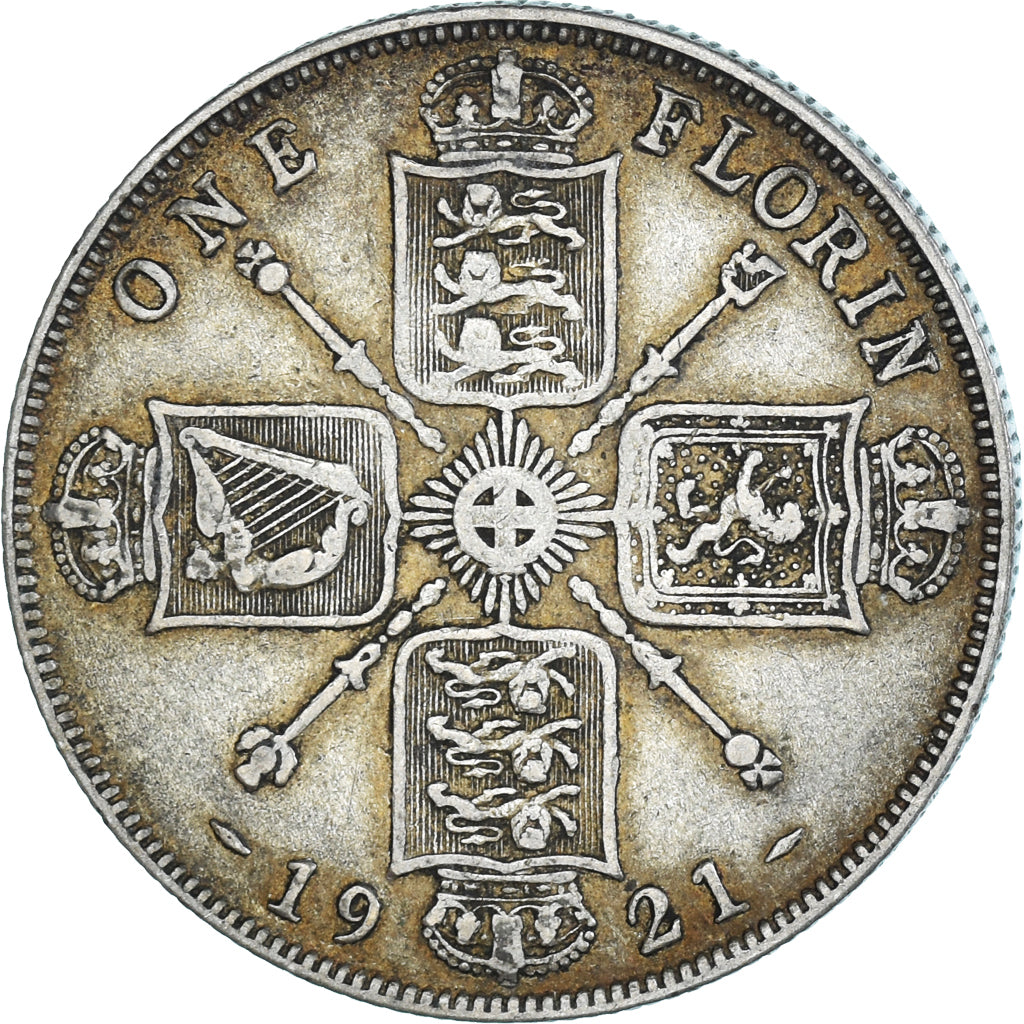 Coin, Great Britain, George V, Florin, Two Shillings, 1921, EF(40-45), Silver