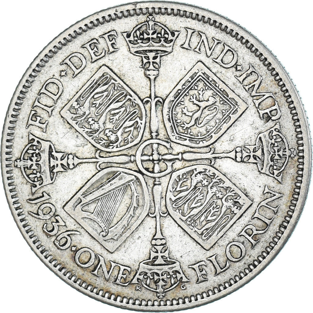 Coin, Great Britain, George V, Florin, Two Shillings, 1936, EF(40-45), Silver
