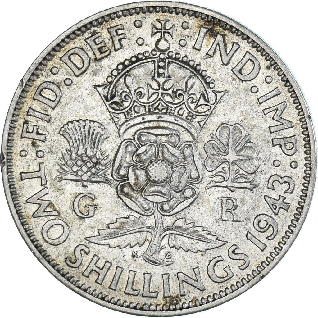 Coin, Great Britain, George VI, Florin, Two Shillings, 1943, EF(40-45), Silver