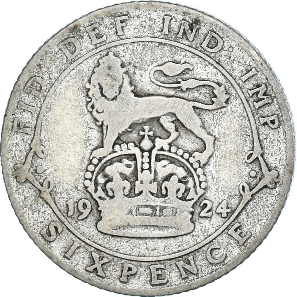 Coin, Great Britain, George V, 6 Pence, 1924, VF(20-25), Silver, KM:815a.1