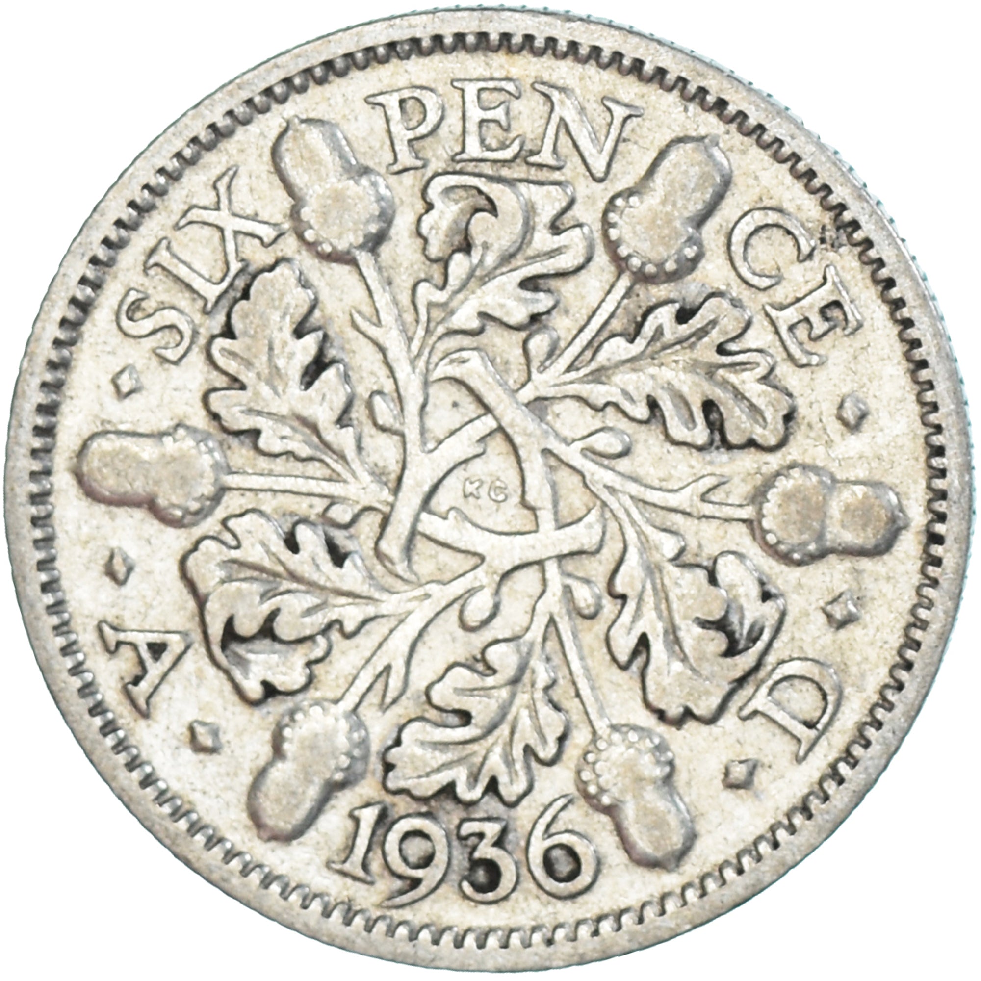 Coin, Great Britain, George V, 6 Pence, 1936, EF(40-45), Silver, KM:832