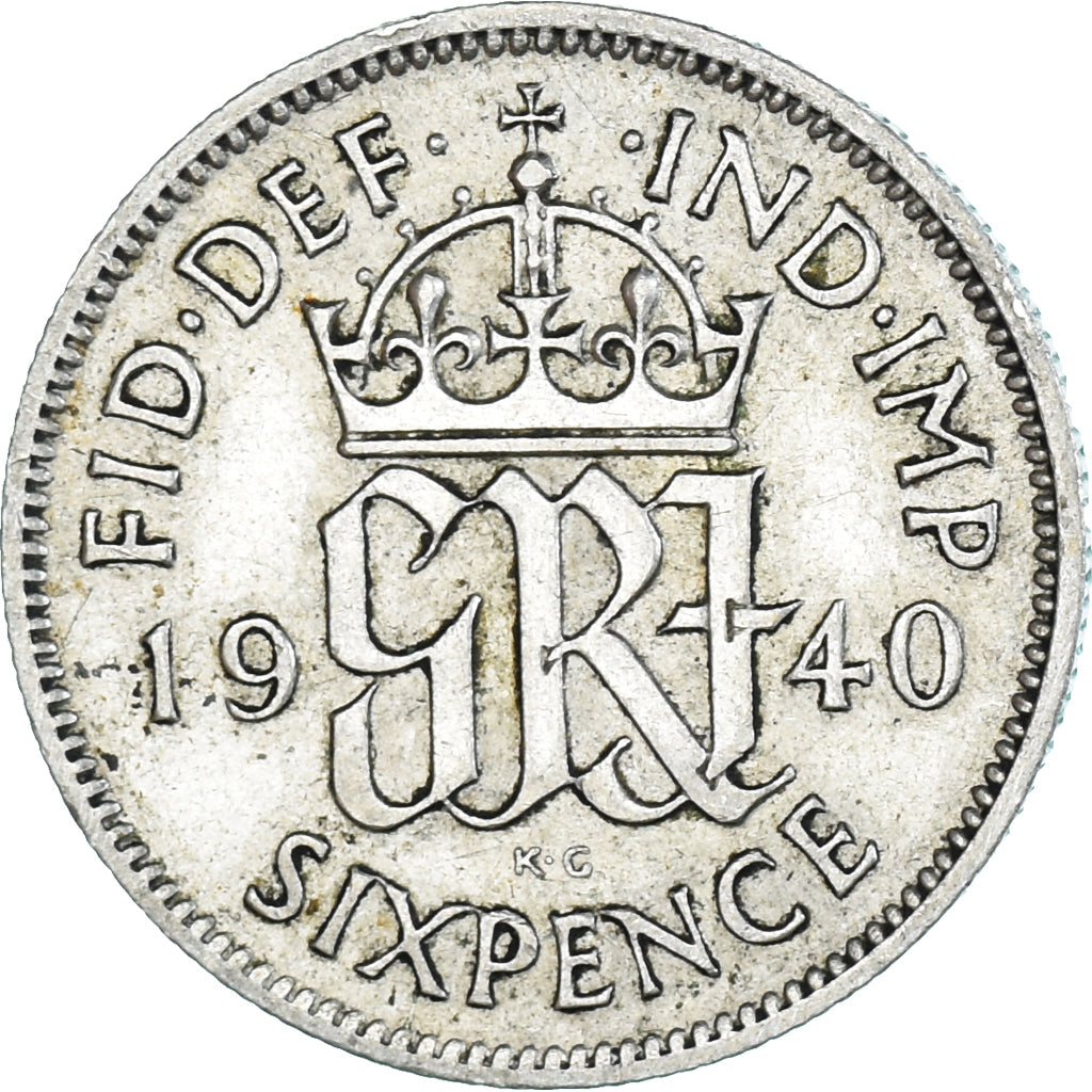 Coin, Great Britain, George VI, 6 Pence, 1940, AU(50-53), Silver, KM:852