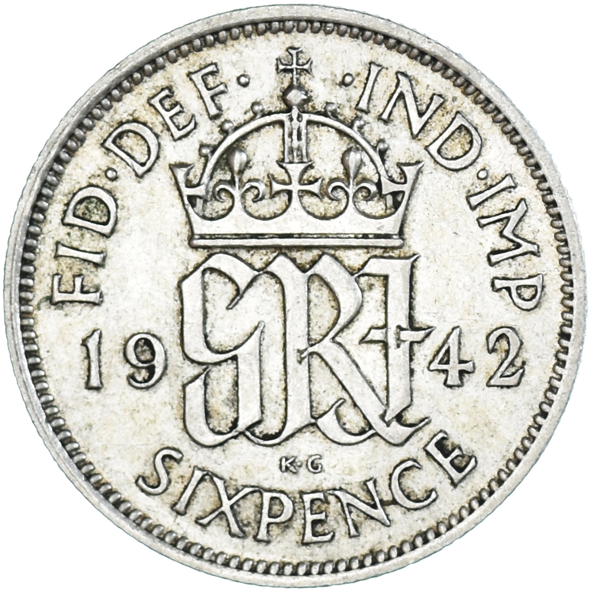 Coin, Great Britain, George VI, 6 Pence, 1942, AU(50-53), Silver, KM:852