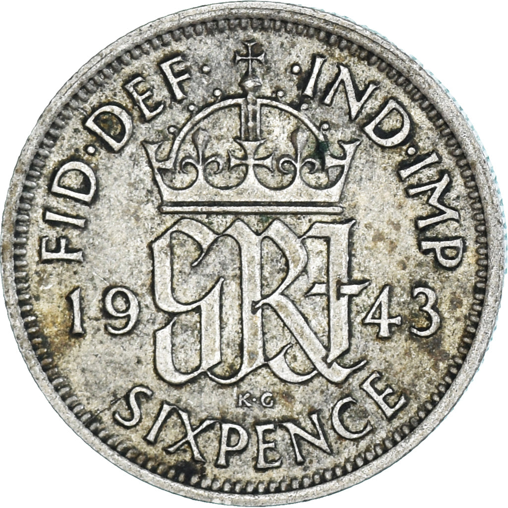 Monnaie, Grande-Bretagne, George VI, 6 Pence, 1943, TTB, Argent, KM:852