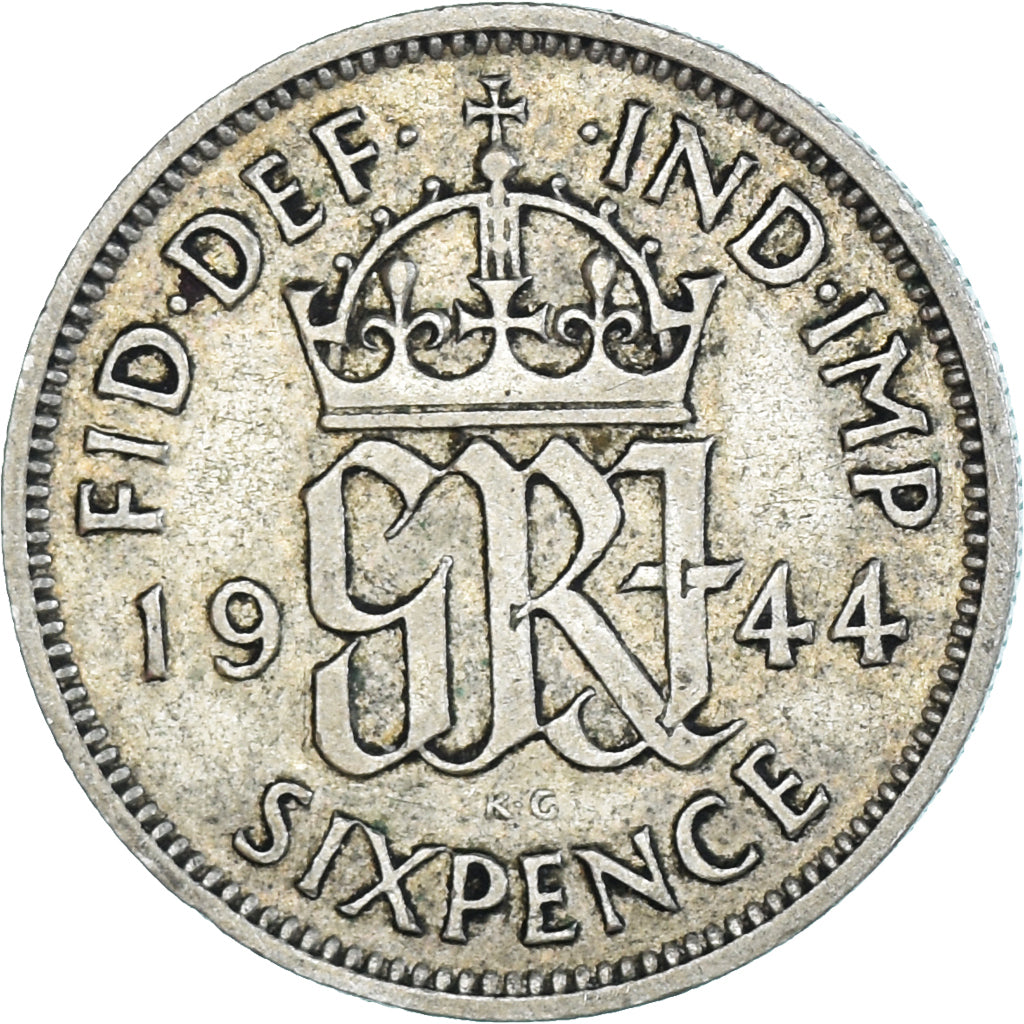 Moneta, Wielka Brytania, George VI, 6 Pence, 1944, EF(40-45), Srebro, KM:852