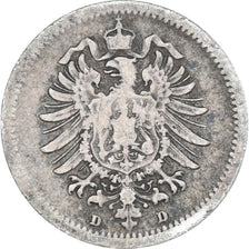 Coin, GERMANY - EMPIRE, Wilhelm I, 20 Pfennig, 1875, Munich, VF(20-25), Silver