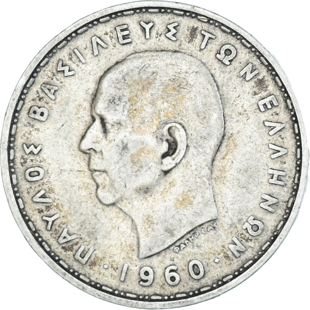 Coin, Greece, Paul I, 20 Drachmai, 1960, VF(30-35), Silver, KM:73