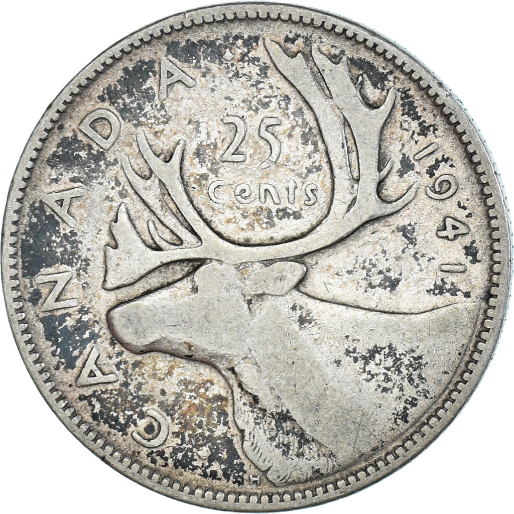 Moneta, Canada, George VI, 25 Cents, 1941, Royal Canadian Mint, Ottawa