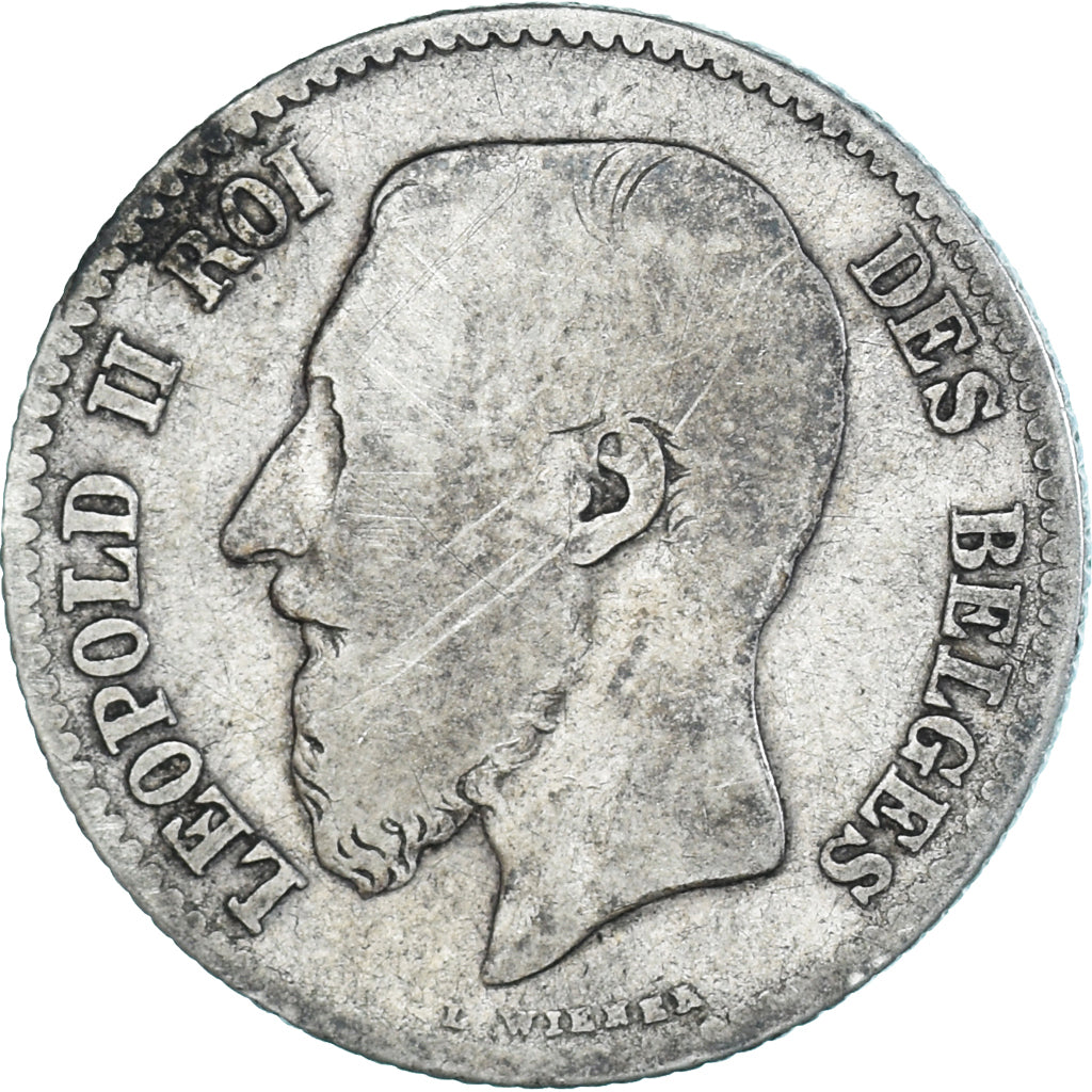 Coin, Belgium, Leopold II, Franc, 1867, Brussels, F(12-15), Silver, KM:28.1