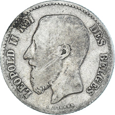 Coin, Belgium, Leopold II, Franc, 1867, Brussels, F(12-15), Silver, KM:28.1