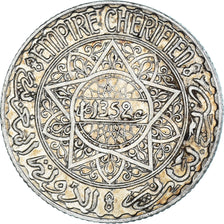 Coin, Morocco, Mohammed V, 5 Francs, 1933, Paris, AU(50-53), Silver, KM:37
