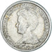 Moneda, Países Bajos, Wilhelmina I, 25 Cents, 1910, Utrecht, MBC+, Plata