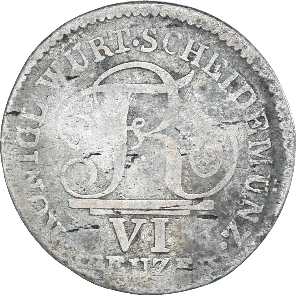 Coin, Germany, WURTTEMBERG, 6 Kreuzer, 1808, VG(8-10), Billon