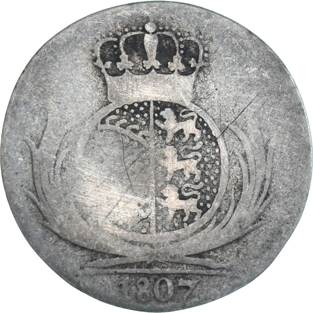 Münze, Deutsch Staaten, WURTTEMBERG, Friedrich I, 6 Kreuzer, 1807, S, Silber