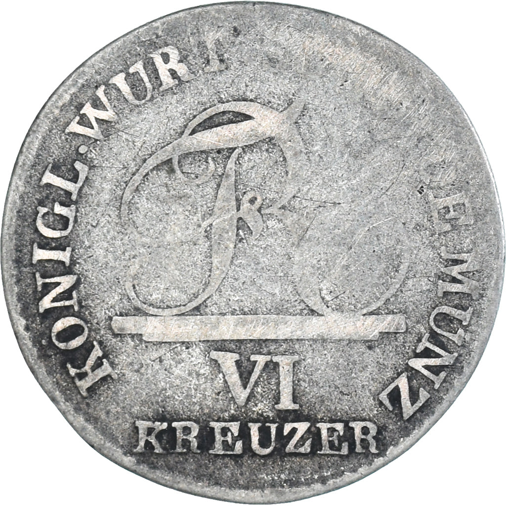Münze, Deutsch Staaten, WURTTEMBERG, Friedrich I, 6 Kreuzer, 1807, S, Silber