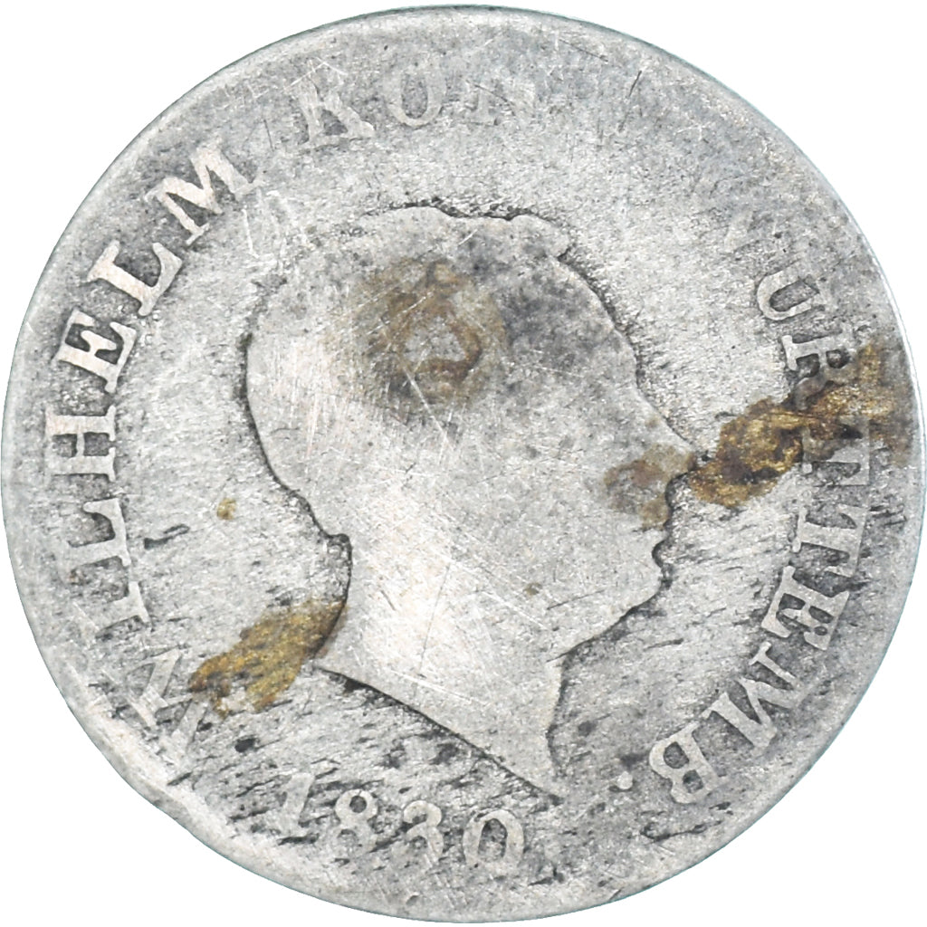 Moneta, Stati tedeschi, WURTTEMBERG, Wilhelm I, 6 Kreuzer, 1830, B+, Argento