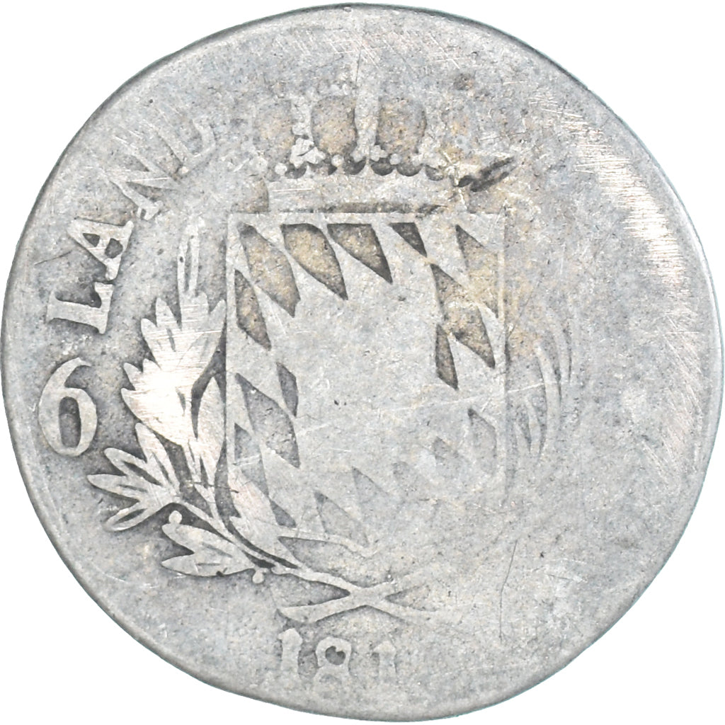 Coin, German States, BAVARIA, Maximilian IV, Josef, 6 Kreuzer, 1810, VG(8-10)