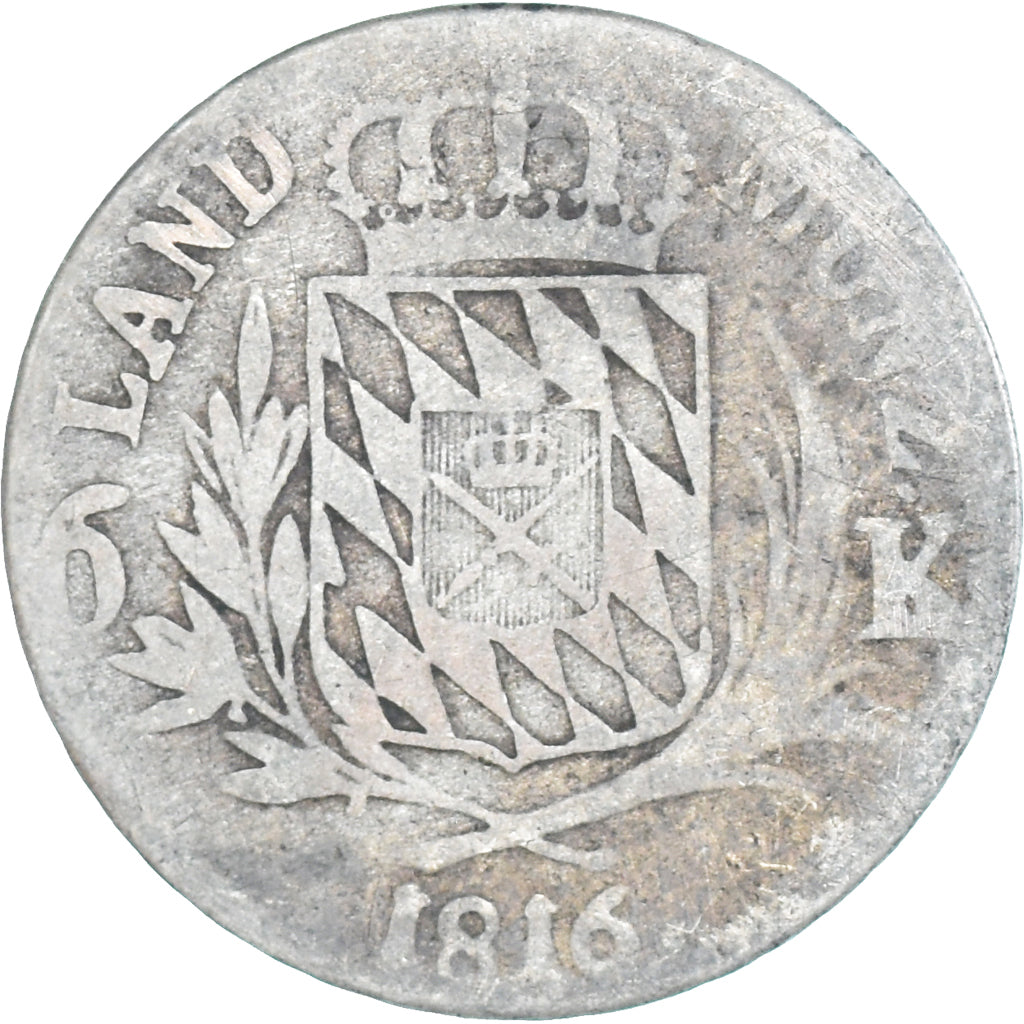Coin, German States, BAVARIA, Maximilian IV, Josef, 6 Kreuzer, 1816, VF(20-25)