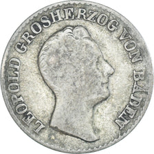Moneda, Estados alemanes, BADEN, Leopold I, 6 Kreuzer, 1834, BC+, Plata