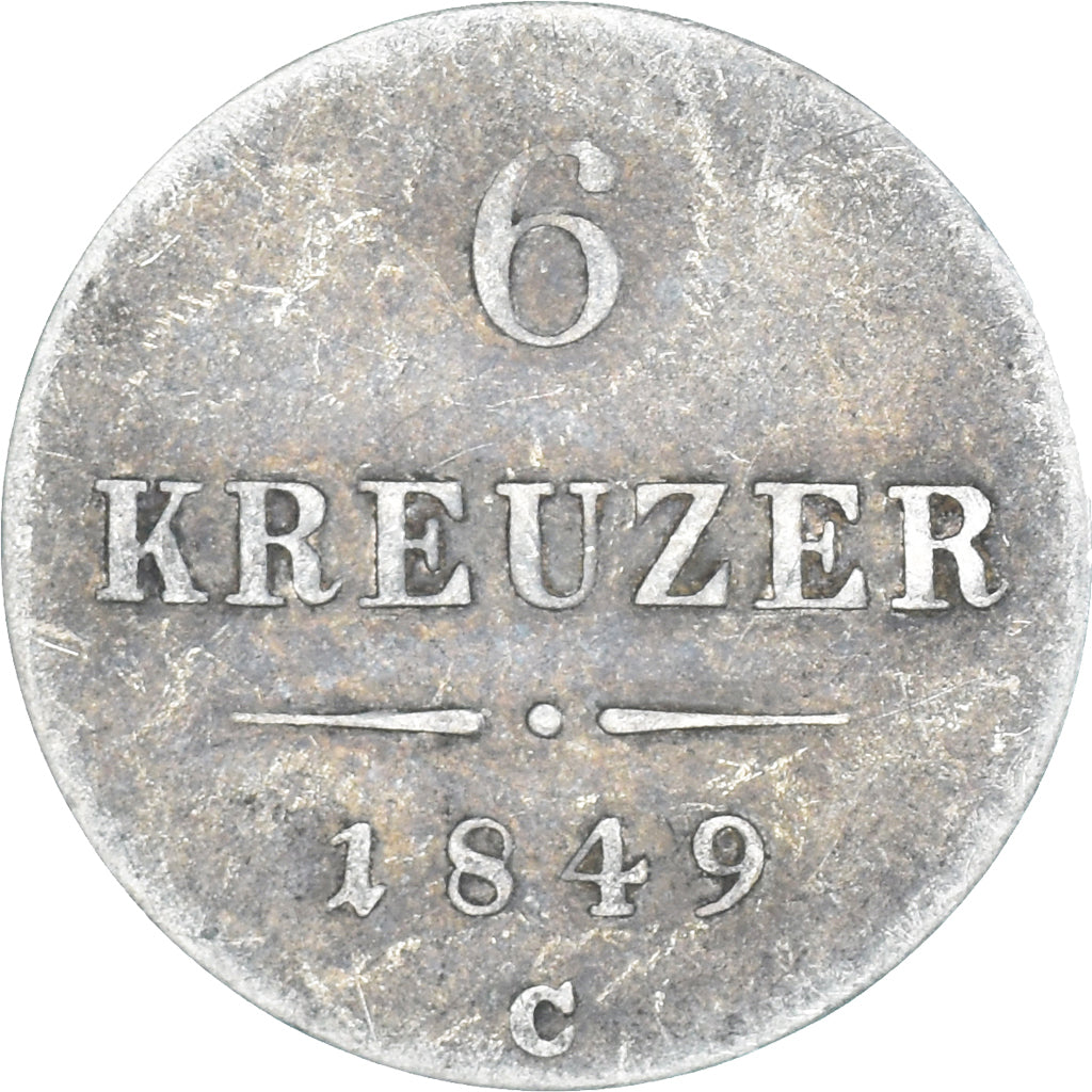 Coin, Austria, Franz Joseph I, 6 Kreuzer, 1849, Vienna, EF(40-45), Silver