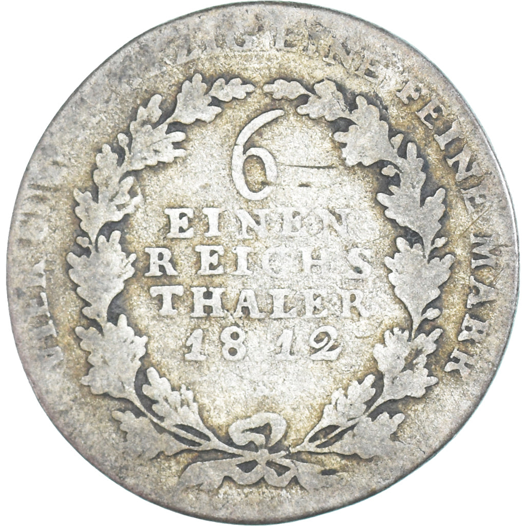 Moneda, Estados alemanes, PRUSSIA, Friedrich Wilhelm III, 1/6 Thaler, 1812, BC