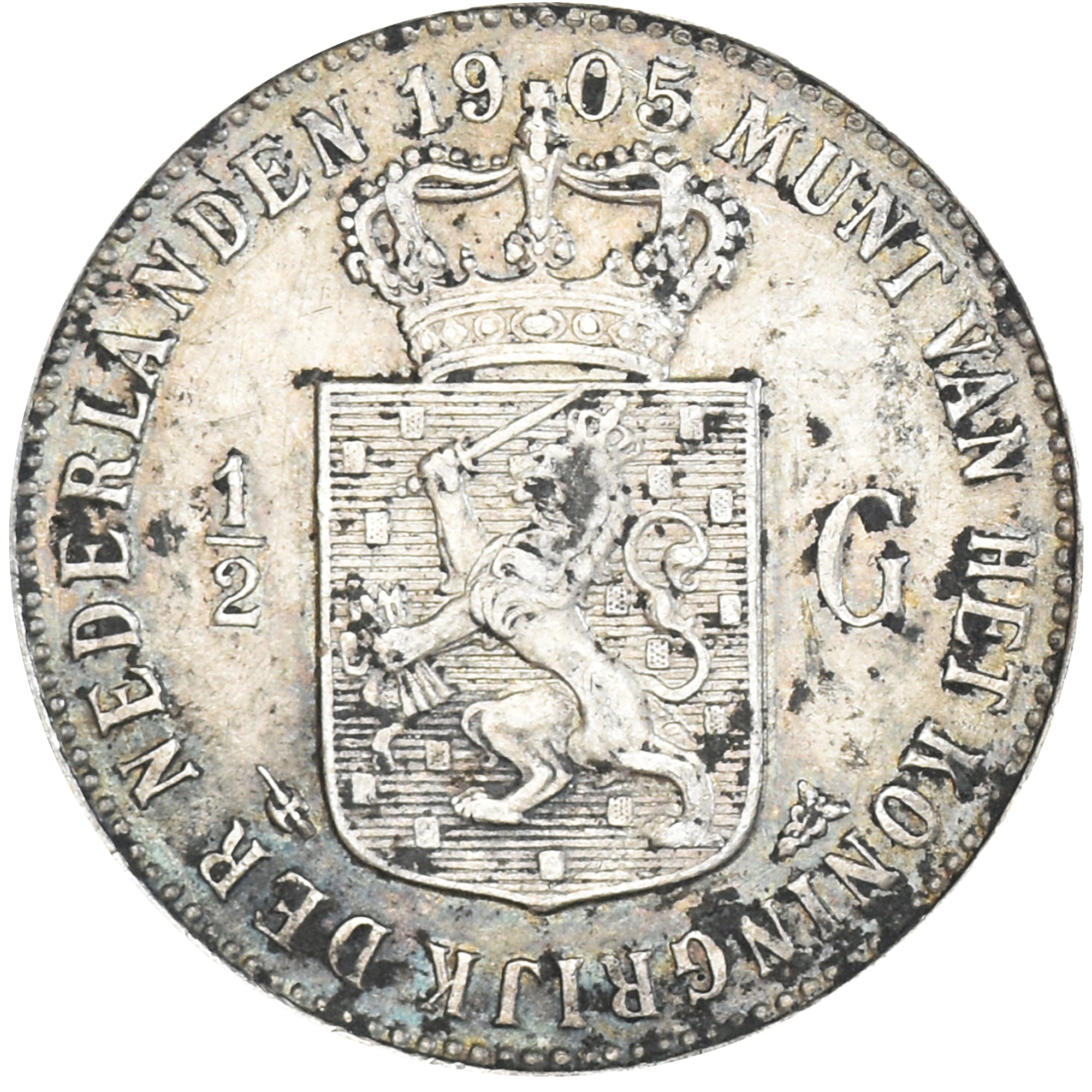 Münze, Niederlande, Wilhelmina I, 1/2 Gulden, 1905, Utrecht, SS, Silber