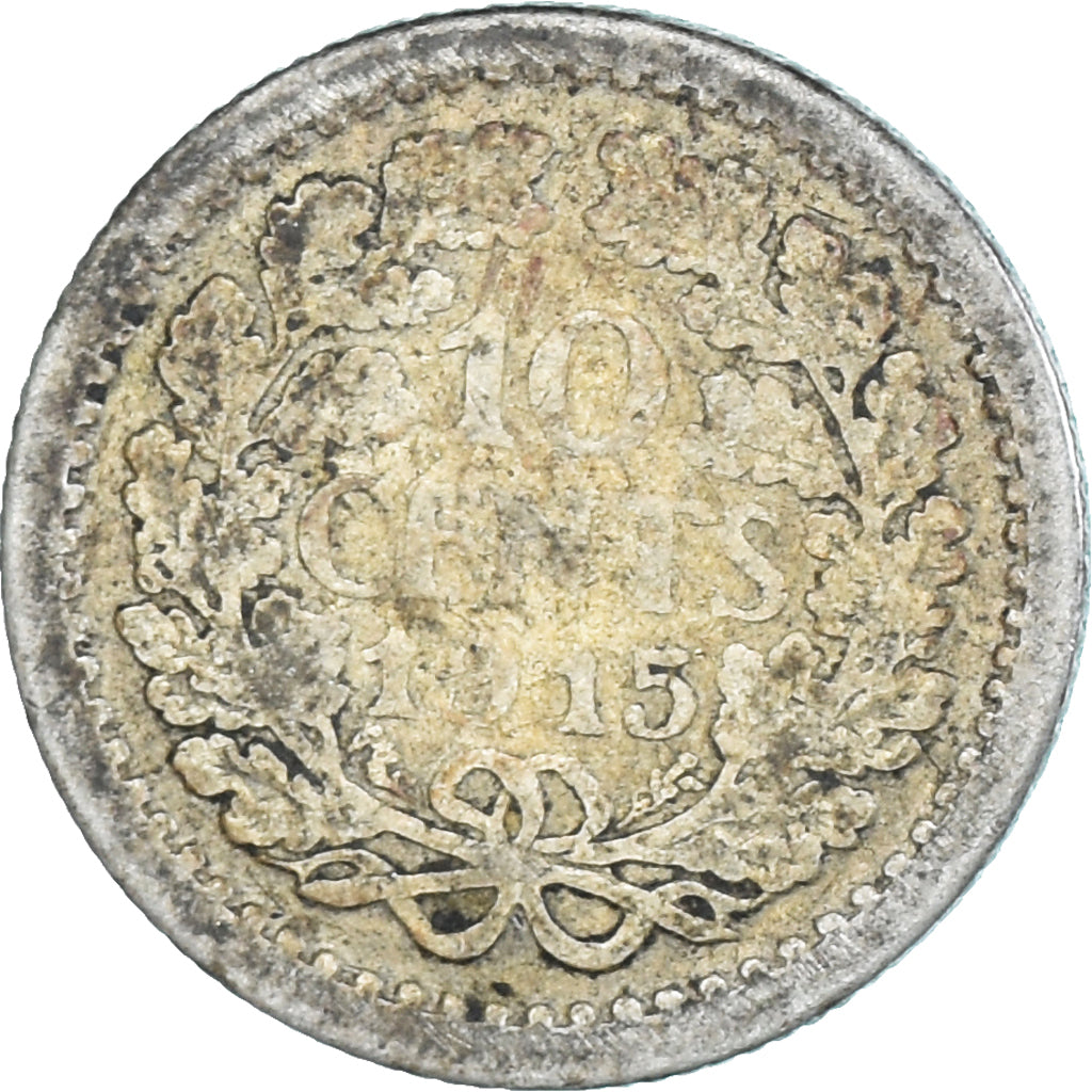 Coin, Netherlands, Wilhelmina I, 10 Cents, 1915, F(12-15), Silver, KM:145