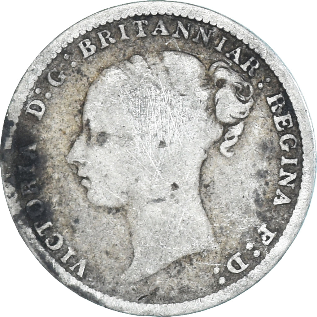 Coin, Great Britain, Victoria, 3 Pence, 1880, VF(20-25), Silver, KM:730